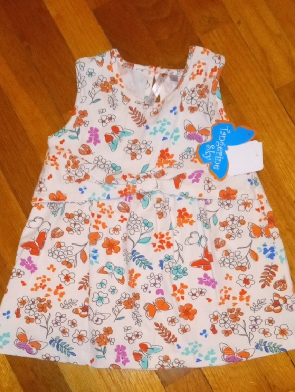 nwt Tangerine Sky Floral  Dress - White with Orange & Teal Flowers 4t